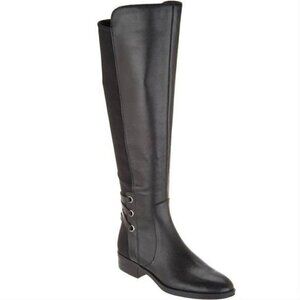 Vince Camuto Pauletta Women Tall Long Knee high Leather Boots Black Size 6.5 M